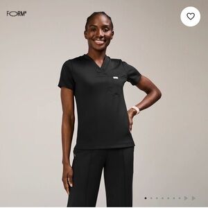 Figs FormX Black Short Sleeve V-Neck Top